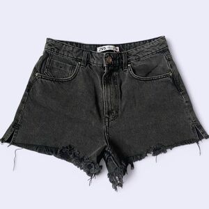 Washed out Black Zara denim distressed shorts